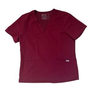 FIGS Casma Scrub Top Womens Size Large FW1100 Stretch Medical Uniform Maroon